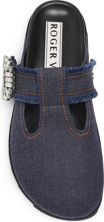 Women's Slidy Viv Embellished T-Strap Denim Mules - Galassia - Size 6 - Image 4