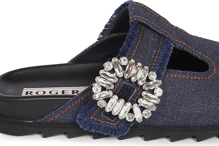 Women's Slidy Viv Embellished T-Strap Denim Mules - Galassia - Size 6 - Image 5