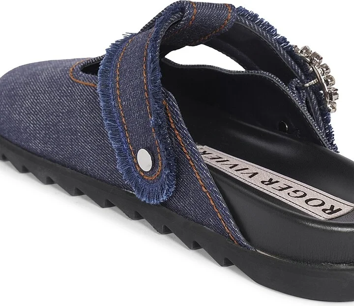 Women's Slidy Viv Embellished T-Strap Denim Mules - Galassia - Size 6 - Image 6