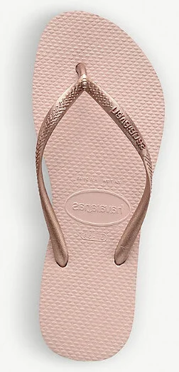 Womens Slim Ballet Rose Logo-Embossed Rubber Flip-Flops 5 - Image 2