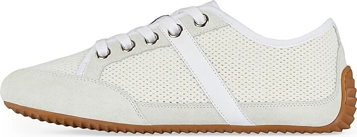 Women's Slim Sneakers in Mesh and Suede - White - Size 6 - Image 3