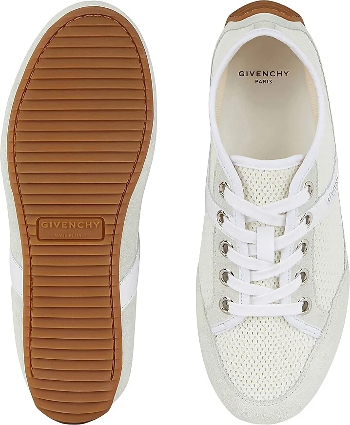 Women's Slim Sneakers in Mesh and Suede - White - Size 6 - Image 4