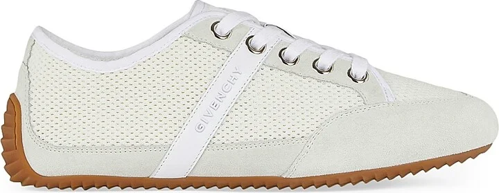 Women's Slim Sneakers in Mesh and Suede - White - Size 6
