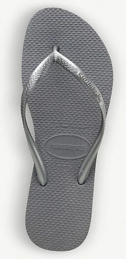 Womens Slim Steel Grey Logo-Embellished Rubber Flip-Flops 5 - Image 2