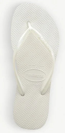 Womens Slim White Slim Rubber Flip-Flops 6/7 - Image 2