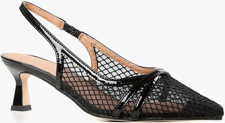 Women's Sling Back Kitten Heel In Black
