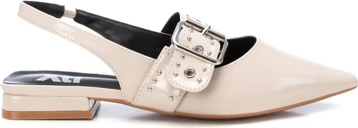 Women's Slingback Flat Shoes In Beige
