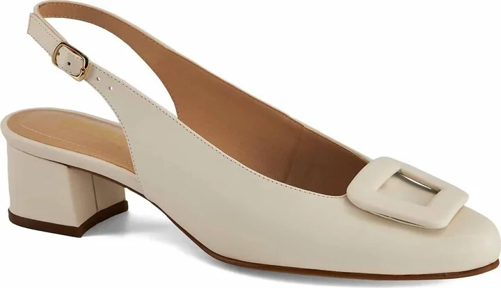 Women's Slingback Low Heel Pumps In Beige
