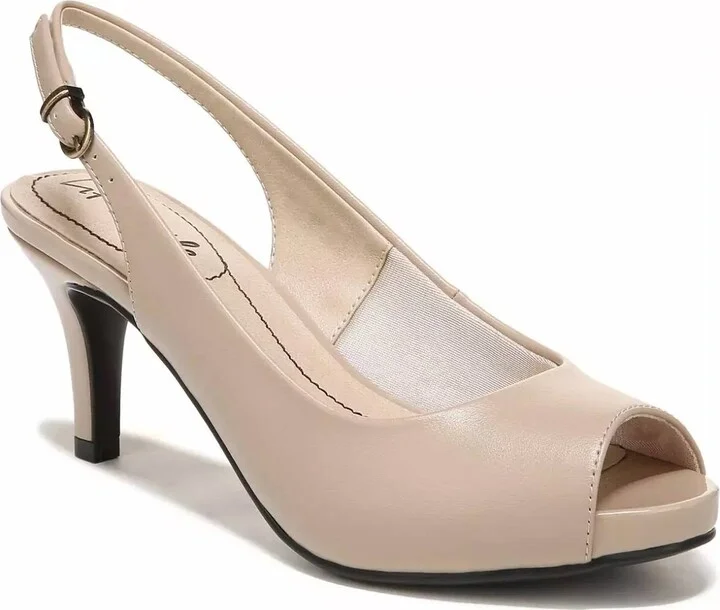Women's Slingback Peep Toe Pumps Heels In Silky Taupe