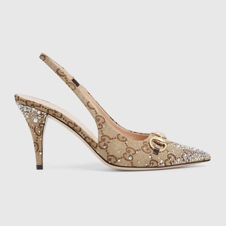 Women's slingback pump with crystal Horsebit