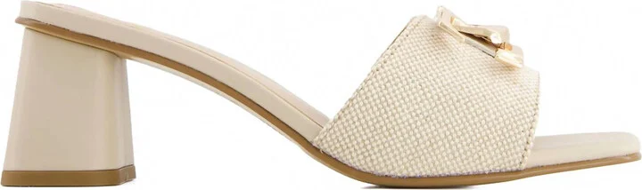 Women's Slip On Heeled Sandals In Beige