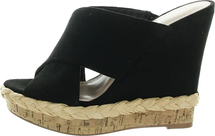 Womens Slip On Heeled Wedge Sandals