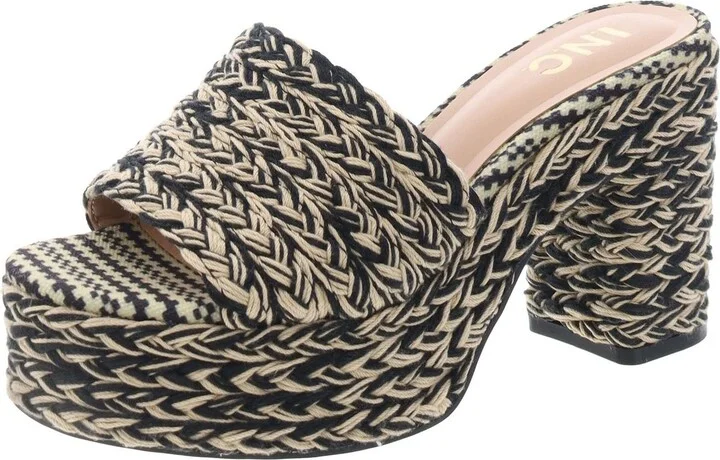 Womens Slip On Peep Toe Block Heel