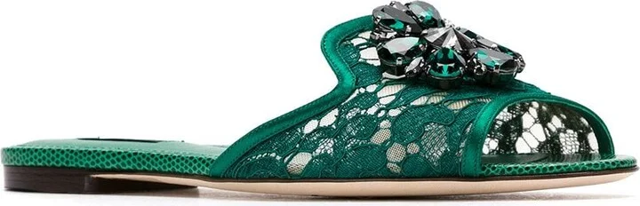 Women's Slippers In Lace With Crystals - Image 2