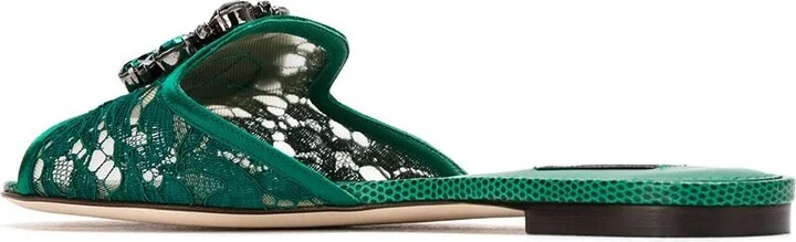 Women's Slippers In Lace With Crystals - Image 3