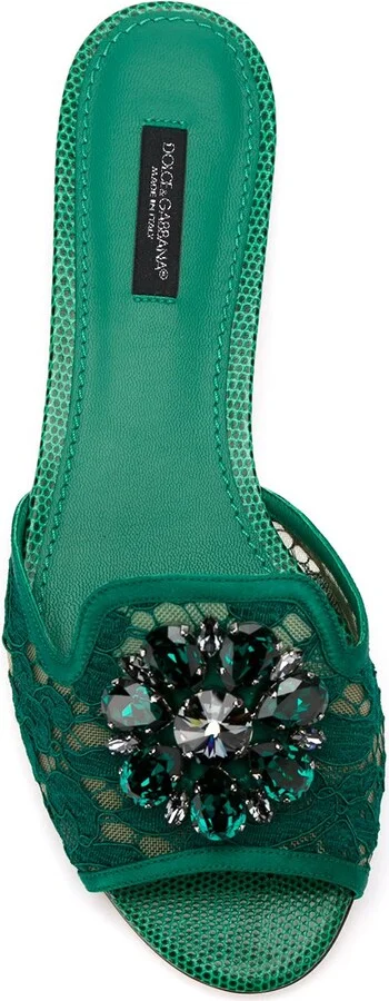 Women's Slippers In Lace With Crystals - Image 4