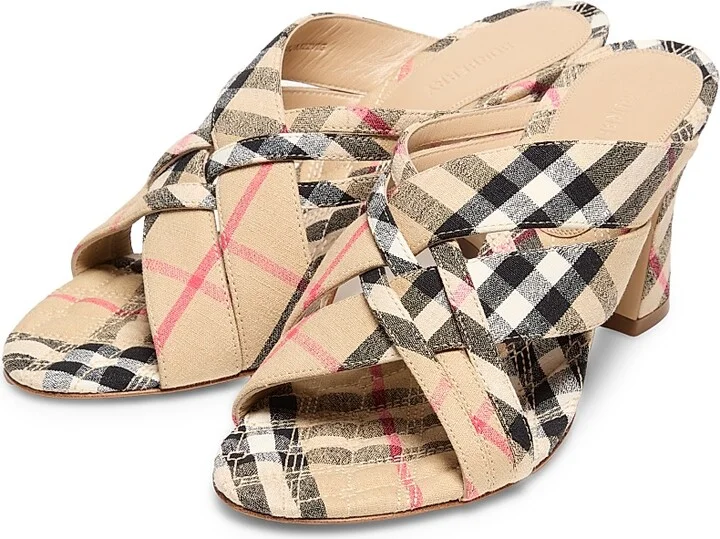 Women's Sloane 90MM Check Woven Sandals - Sand Check - Size 5.5 - Image 2