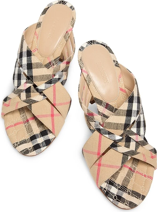 Women's Sloane 90MM Check Woven Sandals - Sand Check - Size 5.5 - Image 4