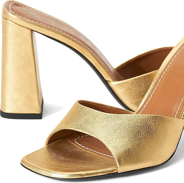 Women's Sloane 95MM Metallic Leather Sandals - Gold - Size 5.5 - Image 4