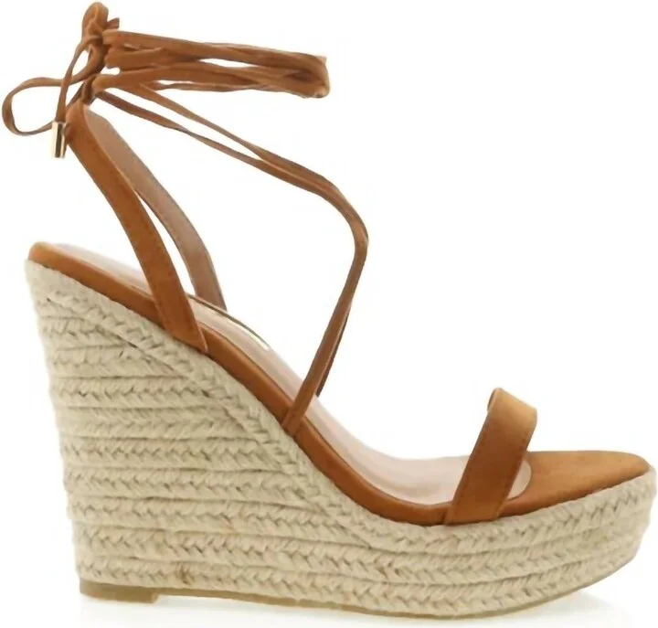 Women's Sloane Wedge Heel Sandal In Tan Suede