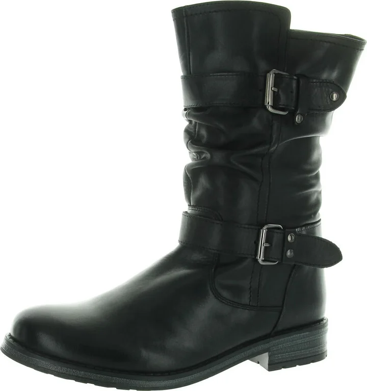 Womens Slouchy Leather Motorcycle Boots