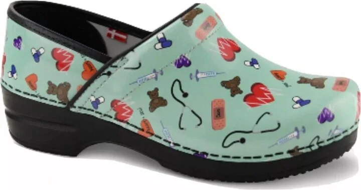 Women's Smart Step Professional Clog In Printed Patent Teal