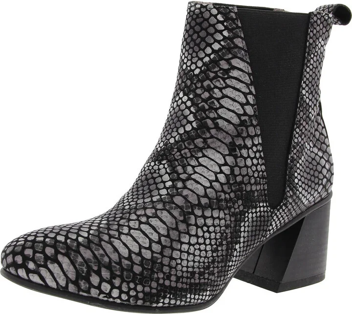 Womens Snake Print Leather Ankle Boots