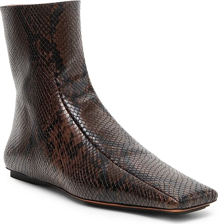 Women's Snakeskin-Printed Booties - Coffee - Size 5.5 - Image 2