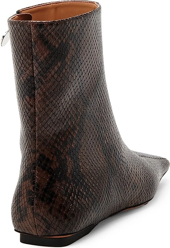 Women's Snakeskin-Printed Booties - Coffee - Size 5.5 - Image 3