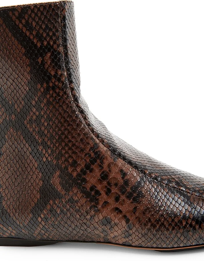 Women's Snakeskin-Printed Booties - Coffee - Size 5.5 - Image 5