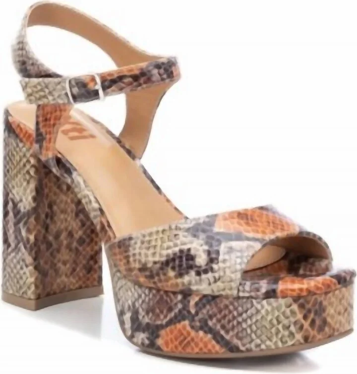 Women's Snakeskin Sandals In Taupe