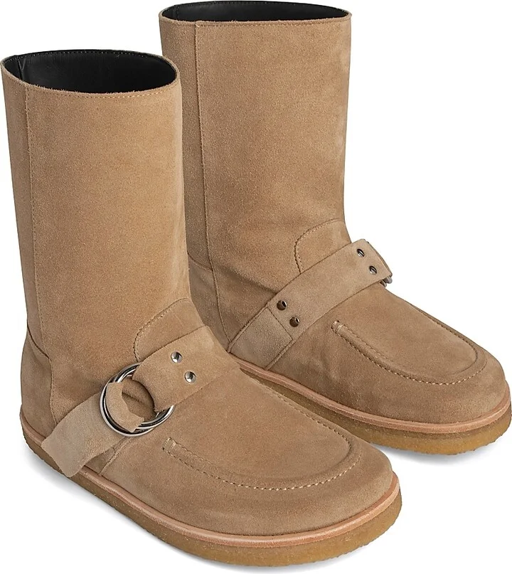 Women's Snow Rider Buckle-Accented Suede Boots - Sand - Size 6 - Image 2