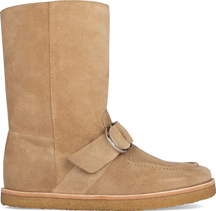 Women's Snow Rider Buckle-Accented Suede Boots - Sand - Size 6
