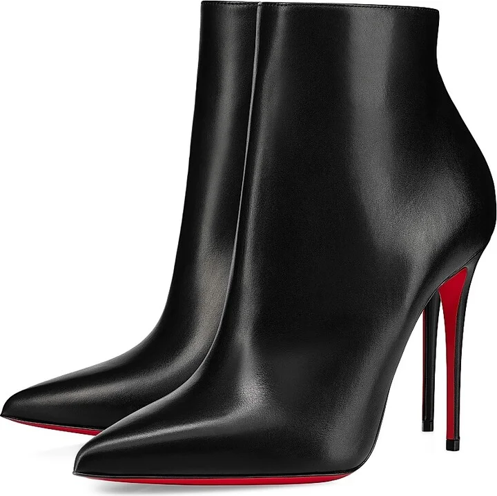 Women's So Kate 100MM Leather Booty Booties - Black - Size 4 - Image 2