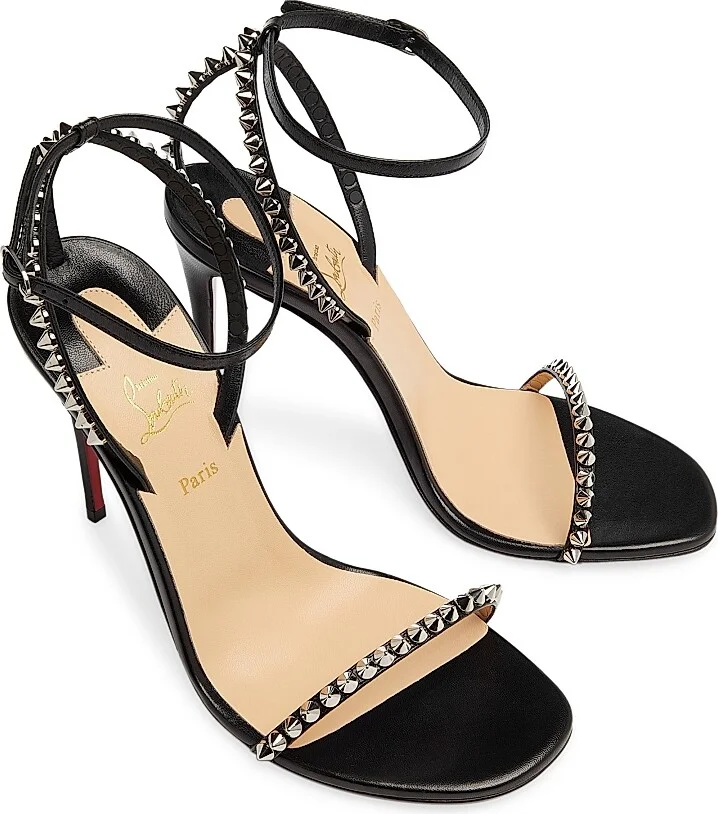 Women's So Me 100MM Leather Sandals - Black - Size 5 - Image 4
