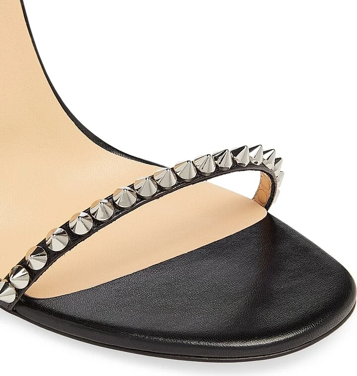 Women's So Me 100MM Leather Sandals - Black - Size 5 - Image 6