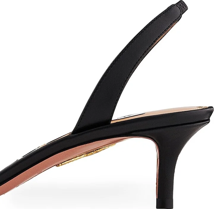 Women's So Nude 50MM Leather Slingback Sandals - Black - Size 5 - Image 4