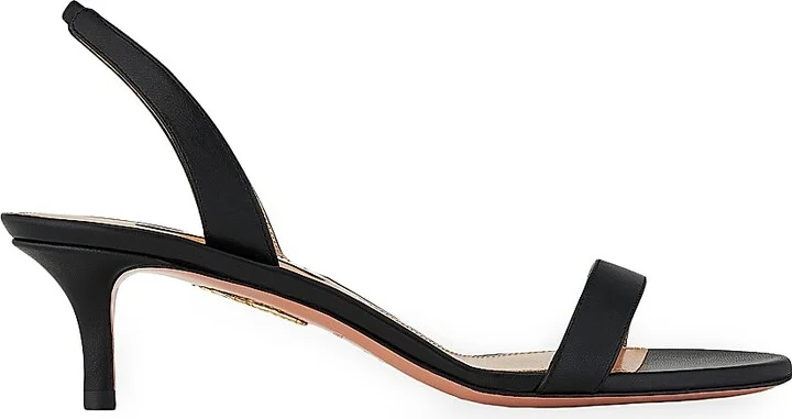 Women's So Nude 50MM Leather Slingback Sandals - Black - Size 5