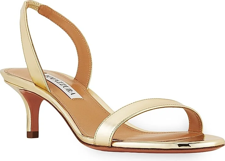 Women's So Nude 50MM Metallic Slingback Sandals - Soft Gold - Size 6 - Image 2