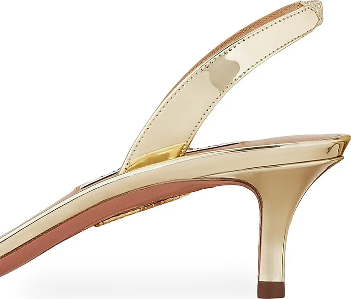 Women's So Nude 50MM Metallic Slingback Sandals - Soft Gold - Size 6 - Image 4