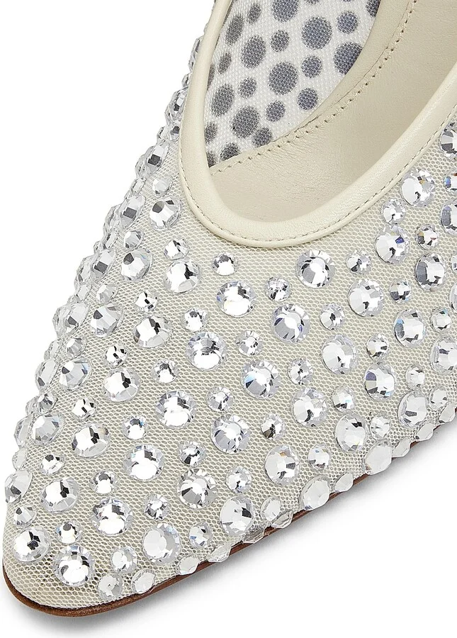 Women's Sofia 90MM Crystal-Embellished Leather Pumps - Sea Salt Crystal - Size 6 - Image 6