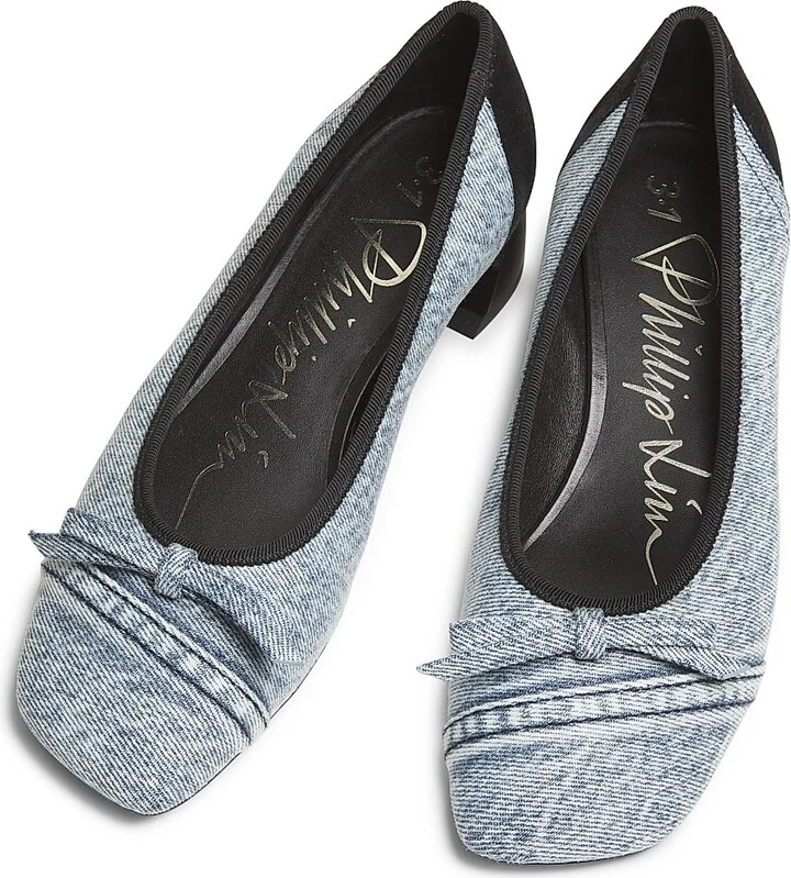 Women's Soft Ballerina 30MM Crescent Pumps - Denim Black - Size 7 - Image 4