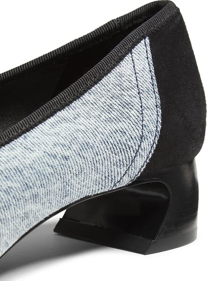 Women's Soft Ballerina 30MM Crescent Pumps - Denim Black - Size 7 - Image 6