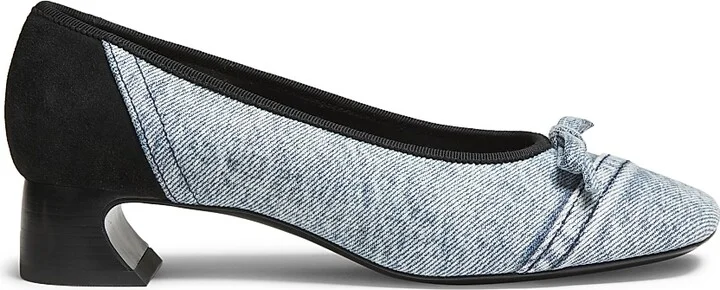 Women's Soft Ballerina 30MM Crescent Pumps - Denim Black - Size 7