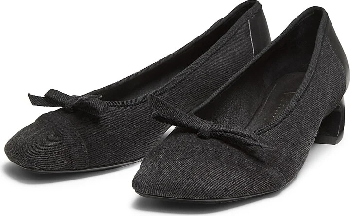 Women's Soft Denim Ballerina Crescent Pumps - Washed Black - Size 7 - Image 2
