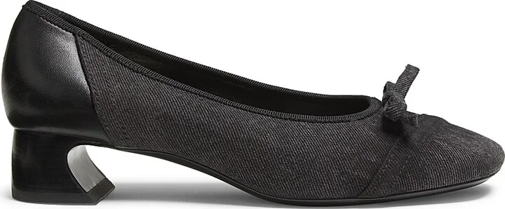 Women's Soft Denim Ballerina Crescent Pumps - Washed Black - Size 7
