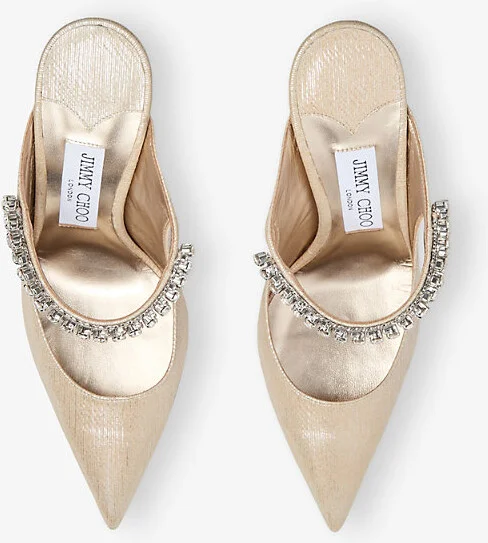 Womens Soft Gold Bing 100 Crystal-Embellished Patent-Leather Heeled Mules Eur 41.5 / 8.5 Uk Women - Image 2