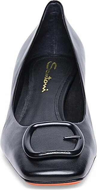 Women's Soft Square 50MM Leather Pumps - Black - Size 5 - Image 3