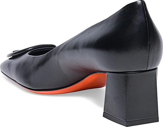 Women's Soft Square 50MM Leather Pumps - Black - Size 5 - Image 4