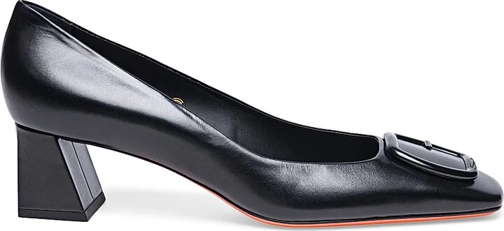 Women's Soft Square 50MM Leather Pumps - Black - Size 5